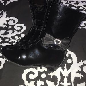 Black patent leather boots